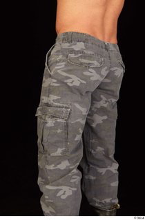 Larry Steel casual dressed grey camo trousers thigh 0004.jpg